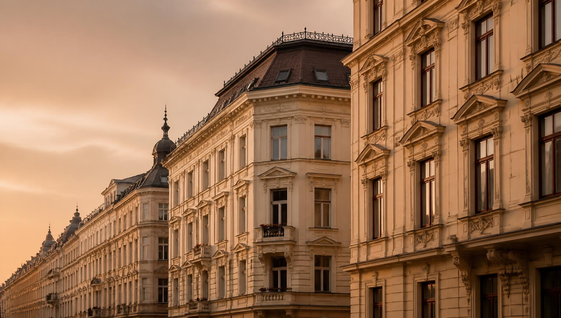 Wiener Gründerzeithäuser im Abendlicht